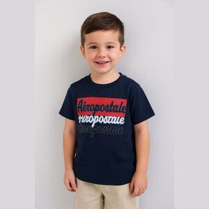 Aeropostale Boys Graphic T-Shirt Script Logo Graphic Cotton Navy Blue Size L (7)